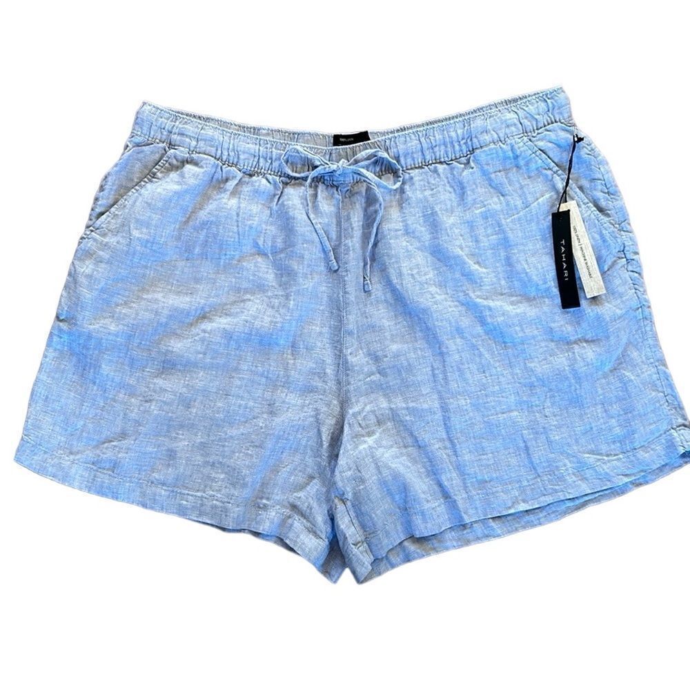 NEW Tahari Linen Light Blue Shorts